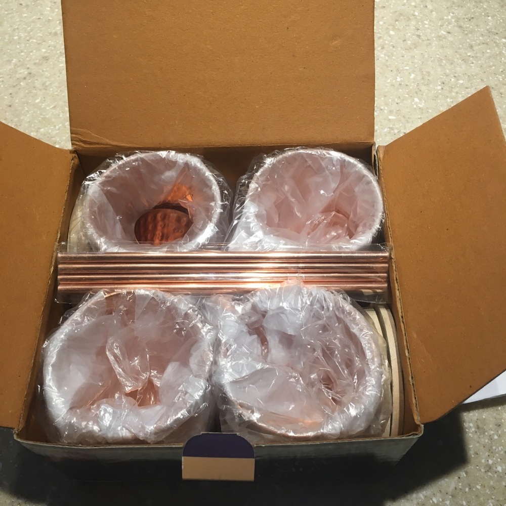 Copper Moscow mule mugs.